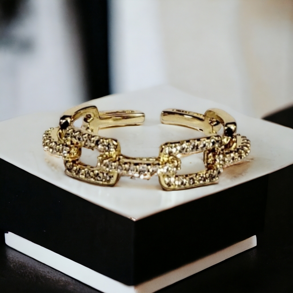 Stainless Steel Chain Link CZ Ring